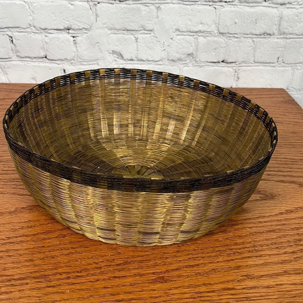 Vintage woven brass basket